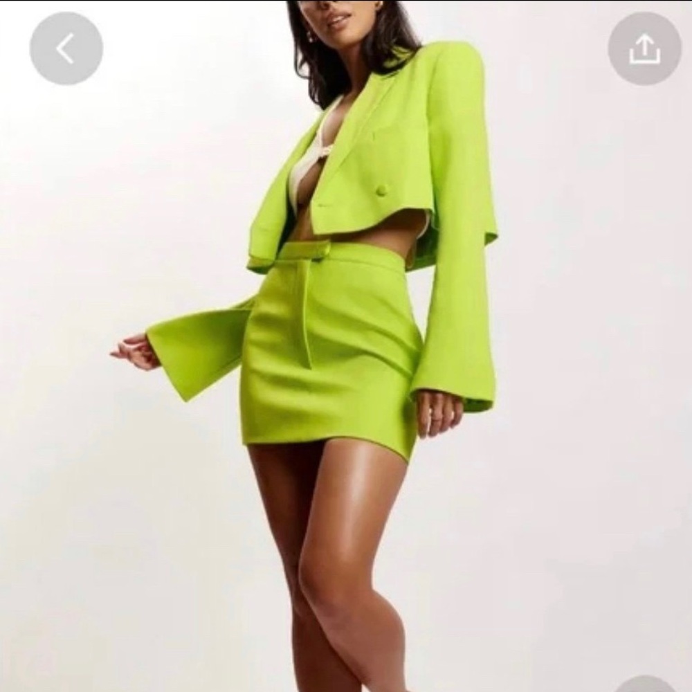 Meshki Jodie mini skirt in lime, XS